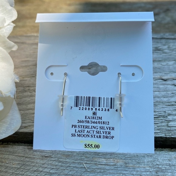 NWT GIANI BERNINI STERLING SILVER MOON STAR WIRE DROP EARRINGS - Picture 3 of 4